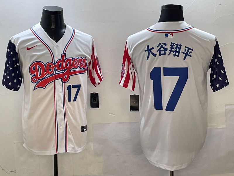 Men Los Angeles Dodgers #17 Ohtani White a generation of national flags Joint name 2025 Nike MLB Jersey style 7->los angeles dodgers->MLB Jersey